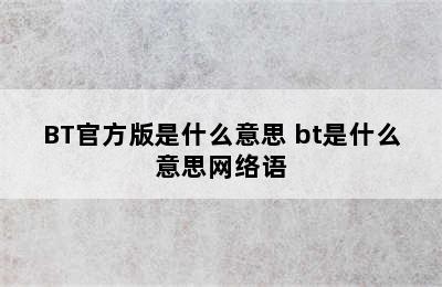 BT官方版是什么意思 bt是什么意思网络语